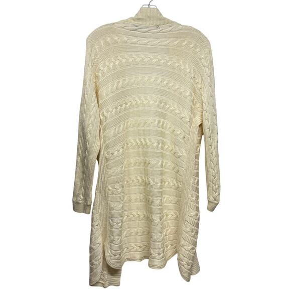 New Ralph Lauren Women's Cream Ribbed Knit Open Front Cardigan Size Small (S) - Picture 2 of 8